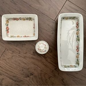 3 Pc Set Vintage Stoneware Wedgwood Quince Baking